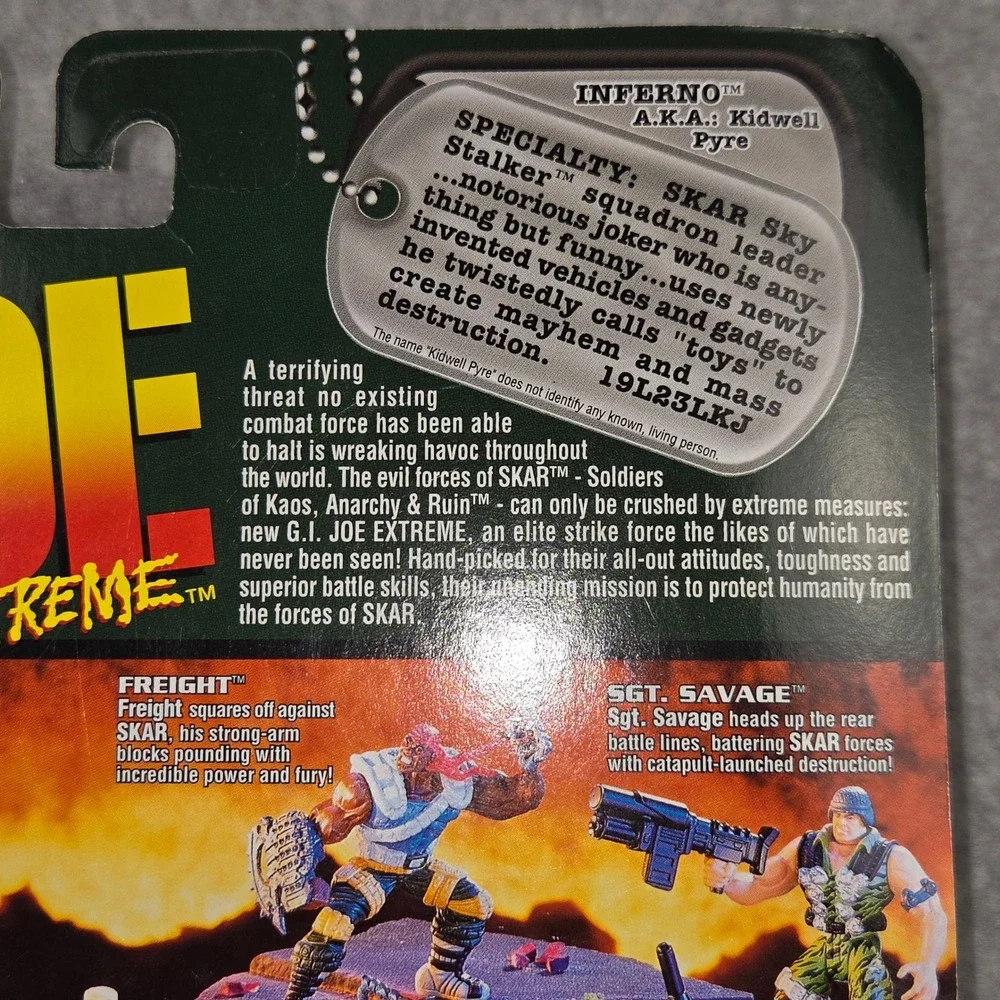 GI Joe Extreme Inferno Action Figure Kenner 1995 Firebolt Flamethrower NIB